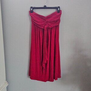 Express Strapless Cotton Dress - Red